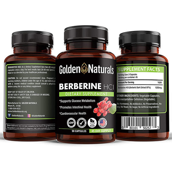 Berberine HCL, 1200mg per Serving, 90 Capsules