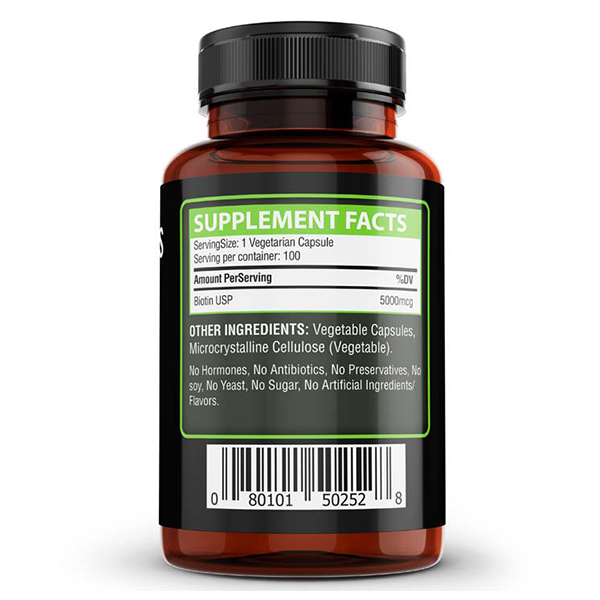 Biotin 5000mcg, 100 Veggie Capsules