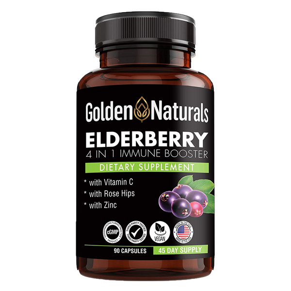Immune Booster: Elderberry Extract, Vitamin C, Rose Hips and Zinc - 90 capsules